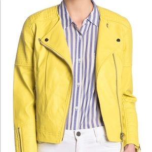 Yellow vegan faux leather jacket by Philosophy